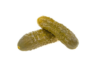 two cucumber canned on a white background