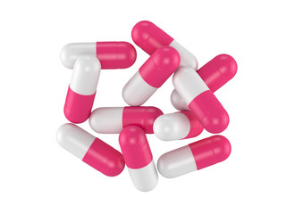 pills capsules isolated on white background, 3D rendering-8