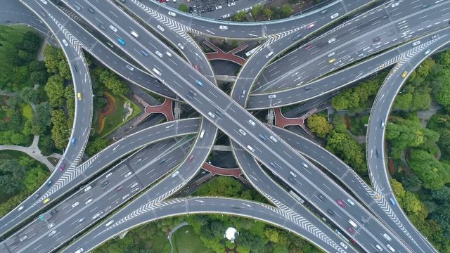 aerial shoot video of city interchange in shanghai 