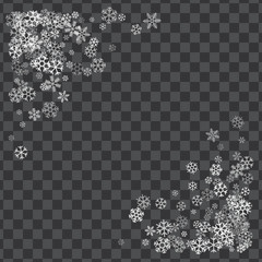 Frame or border of random scatter snowflakes