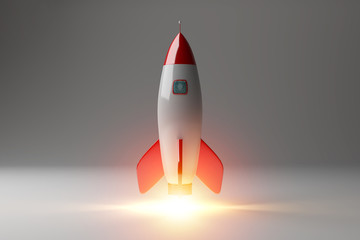 Modern digital rocket launching 3D rendering