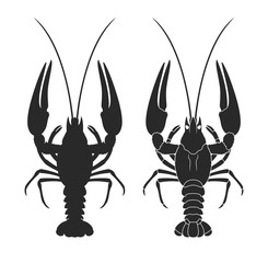 Crayfish silhouette. Isolated crayfish on white background