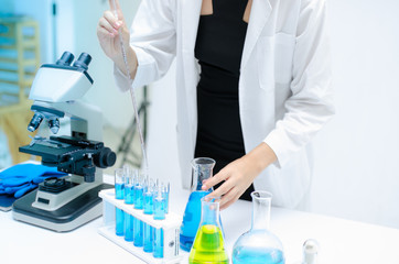 Fototapeta premium The test tube and equipment in science.