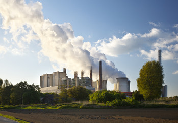 Fototapeta na wymiar Steaming Brown Coal Power Station