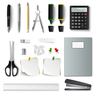 Collection of office design elemets supplies template