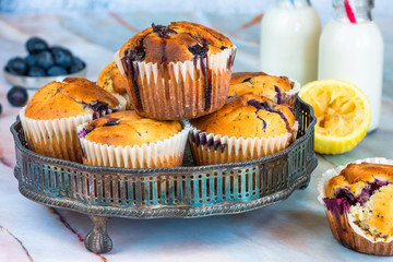 Homemade blueberry and lemon muffins