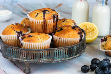 Homemade blueberry and lemon muffins