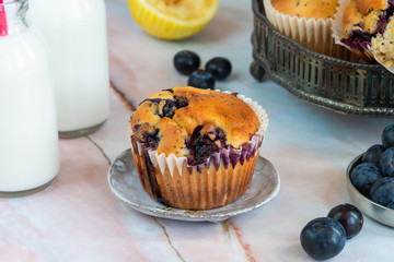 Homemade blueberry and lemon muffins