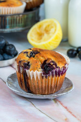 Homemade blueberry and lemon muffins