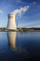 Cooling Tower Of Nuclear Power Station At River