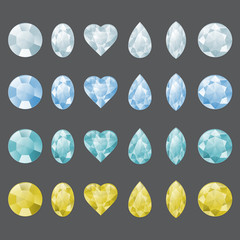 Set of gemstones in different colors.