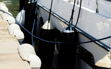 buoy hanging outside the hull of the boat, boat equipment