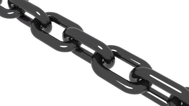 4k animation of black car paint material metal chain,stainless steel chain movement,block chain.
