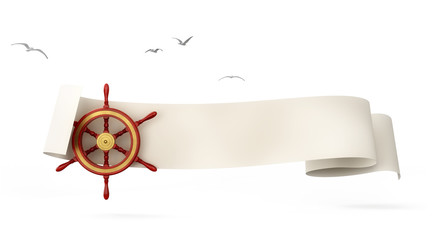 A vintage nautical banner with a rudder 3d model  © lightmachine