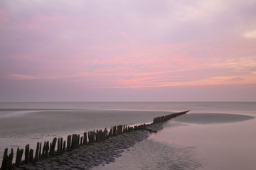 Fototapeta premium Beach Sunset At North Sea, Germany