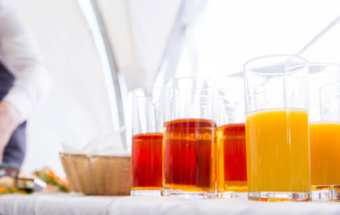 fruit juice on a banquet table