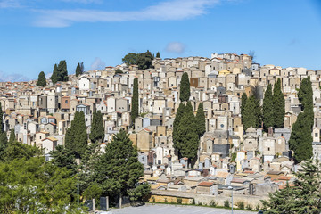 Old hilltop cemetery in Enna, Sicily, Italy