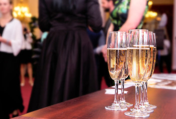 champagne at the reception of guests