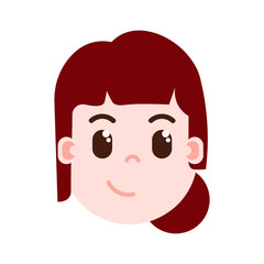 girl head emoji personage icon with facial emotions, avatar character, woman cunning face with different female emotions concept. flat design. vector illustration
