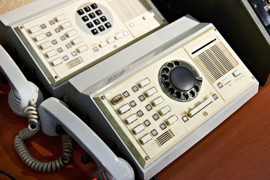 Retro rotary dial telephone and switching station