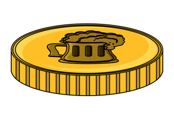 coin with beer mug icon over white background, vector illustration