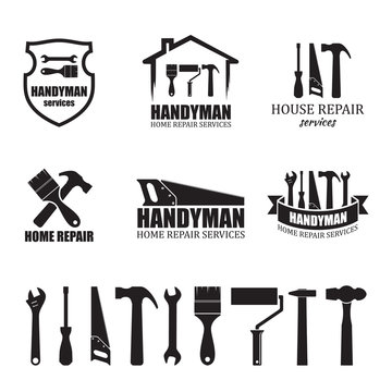 Set of different handyman services icons