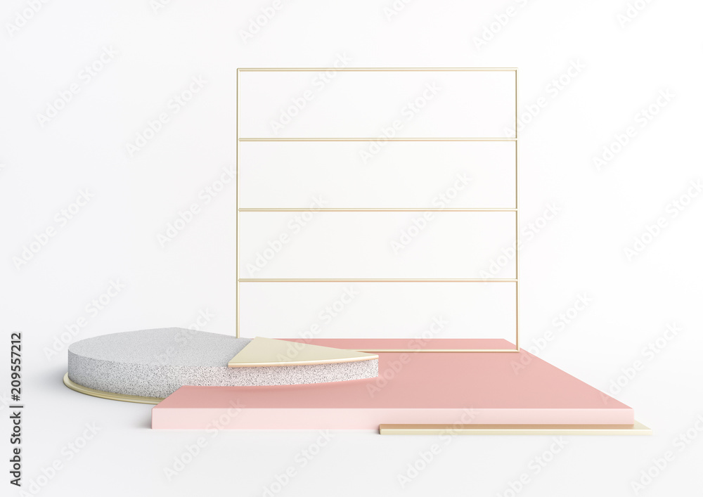 Poster 3d rendered illustration with geometric shapes. pastel colors platforms for product presentation. ab