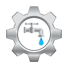 Zahnrad / Wasserhahn - Klempner Logo