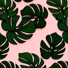 Tropical palm leaf background. Vector floral illustration. Summer nature print. Exotic plant