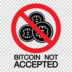 Bitcoin crypto currency no allowed sign of stock market investment trading, Bullish point, Bearish point. trend of graph vector design