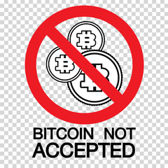 Fototapeta Bitcoin crypto currency no allowed sign of stock market investment trading, Bullish point, Bearish point. trend of graph vector design obraz