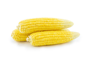 Pile of fresh corn isolated on white background