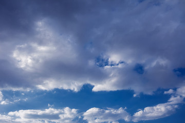 Beautiful clouds with blue sky background. Nature weather, cloud blue sky and sun