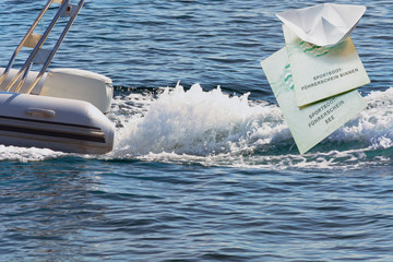 Dinghy with document from German Boots driver license