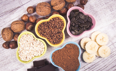 Products containing magnesium. Healthy food.