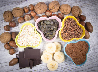 Products containing magnesium. Healthy food.