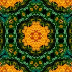 Original oil painting mandala. Mystic pictorial art. Magic sacred geometry. Meditative indian artwork. Feng shui and yoga traditional design pattern. Fantasy fractal symmetric creative print.