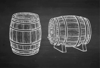 Chalk sketch of barrels.
