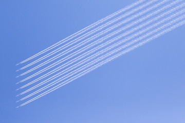 Jet traffic on a blue sky