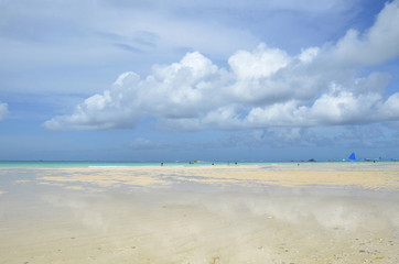 A beautiful reflection of white beach at Boracay during summer time.