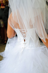Beautiful white wedding dress. Lacing on the back. 