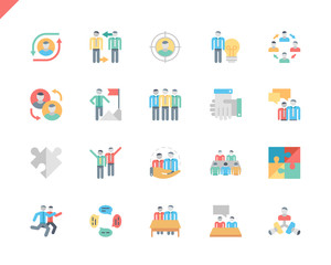 Simple Set Teamwork Flat Icons for Website and Mobile Apps. Contains such Icons as Research, Meeting, Leadership, Business, Management. 48x48 Pixel Perfect. Vector illustration.