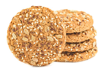 Oatmeal cookies with seeds isolated