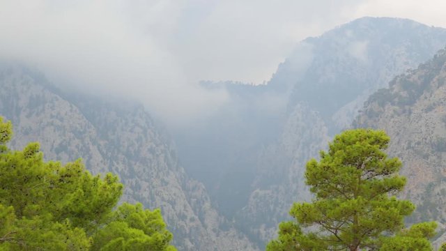 Beautiful calm cloudy scenic landscape. Taurus mountains in Turkey, Beldibi town area situated between Kemer and Antalya turkish cities.