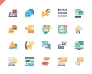 Simple Set Message Flat Icons for Website and Mobile Apps. Contains such Icons as Messenger, Conversation, SMS, Emoticon, Notification, Chat. 48x48 Pixel Perfect. Vector illustration.