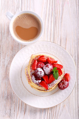 Pancakes with berry topping