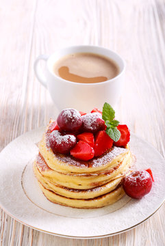 Pancakes with berry topping