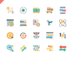 Simple Set Traffic Flat Icons for Website and Mobile Apps. Contains such Icons as Pay Per Click, Arrow, Monetize, Traffic Speed, Exchange. 48x48 Pixel Perfect. Vector illustration.