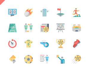 Simple Set Soccer Flat Icons for Website and Mobile Apps. Contains such Icons as Football, Stadium, Field, Referee, Cup. 48x48 Pixel Perfect. Vector illustration.