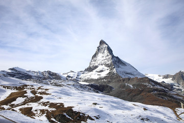 snowy landscape at Matterhorn mountain, Switzerland